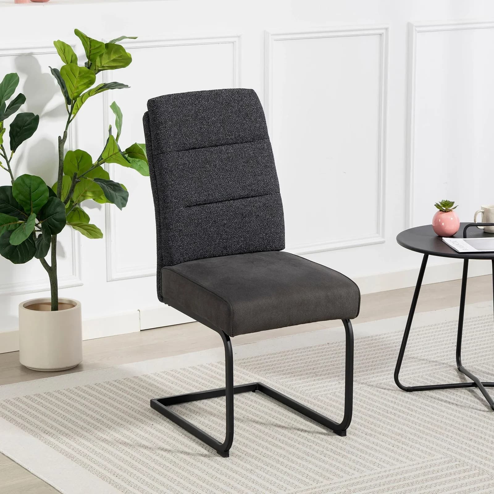 Duo Collection Esszimmerstuhl Marga Freischwinger 2er-Set Anthrazit Schwarz