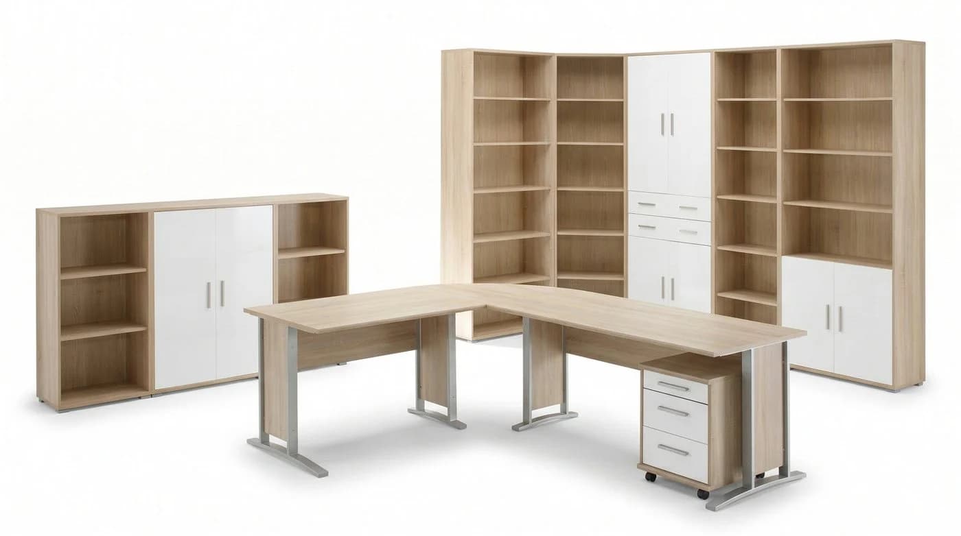 moebel-dich-auf Büromöbel-Set OFFICE LINE 220 Eiche Sonoma Weiß