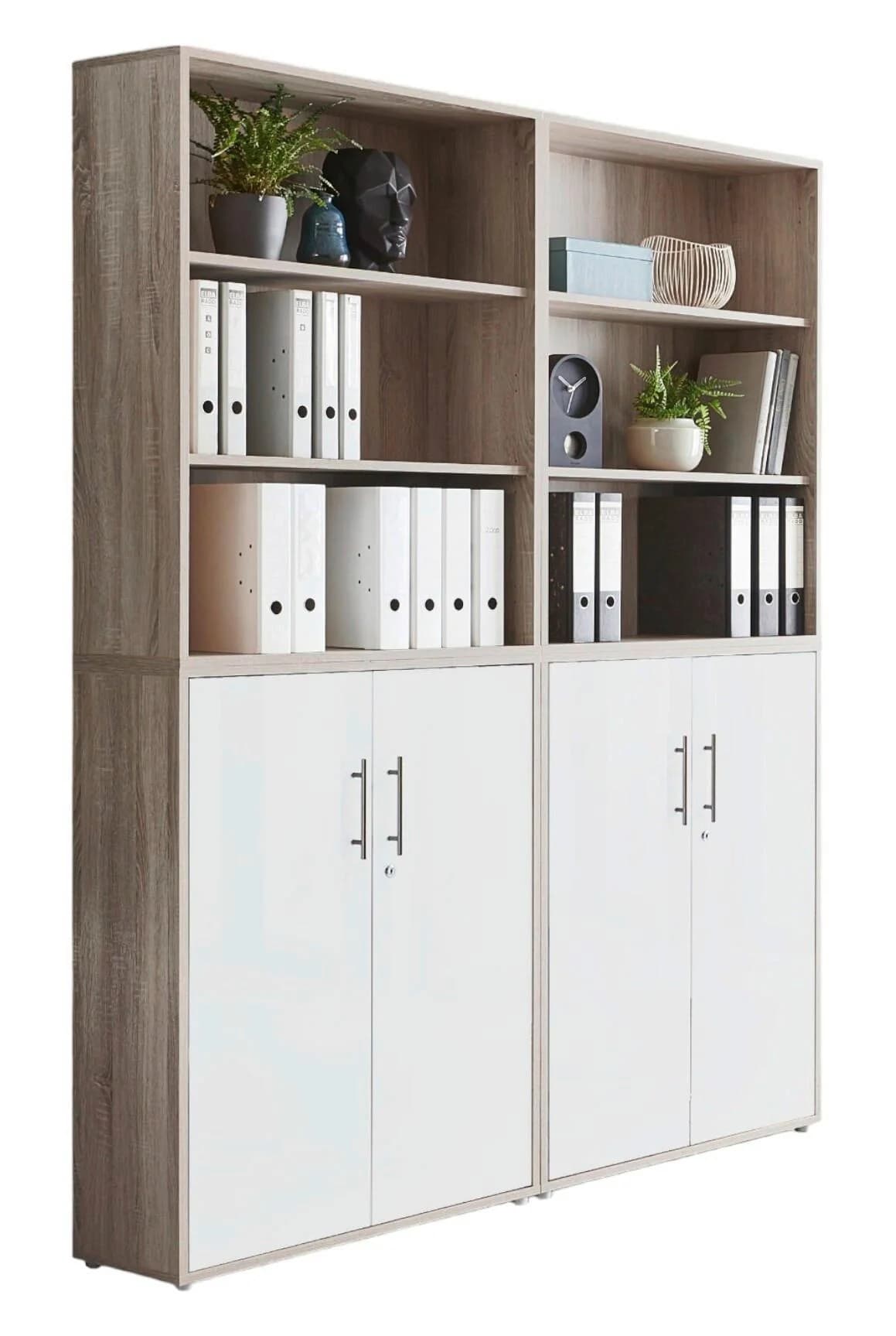 BMG Möbel Aktenschrank Office Edition 11 Weiß/Sonoma Eiche