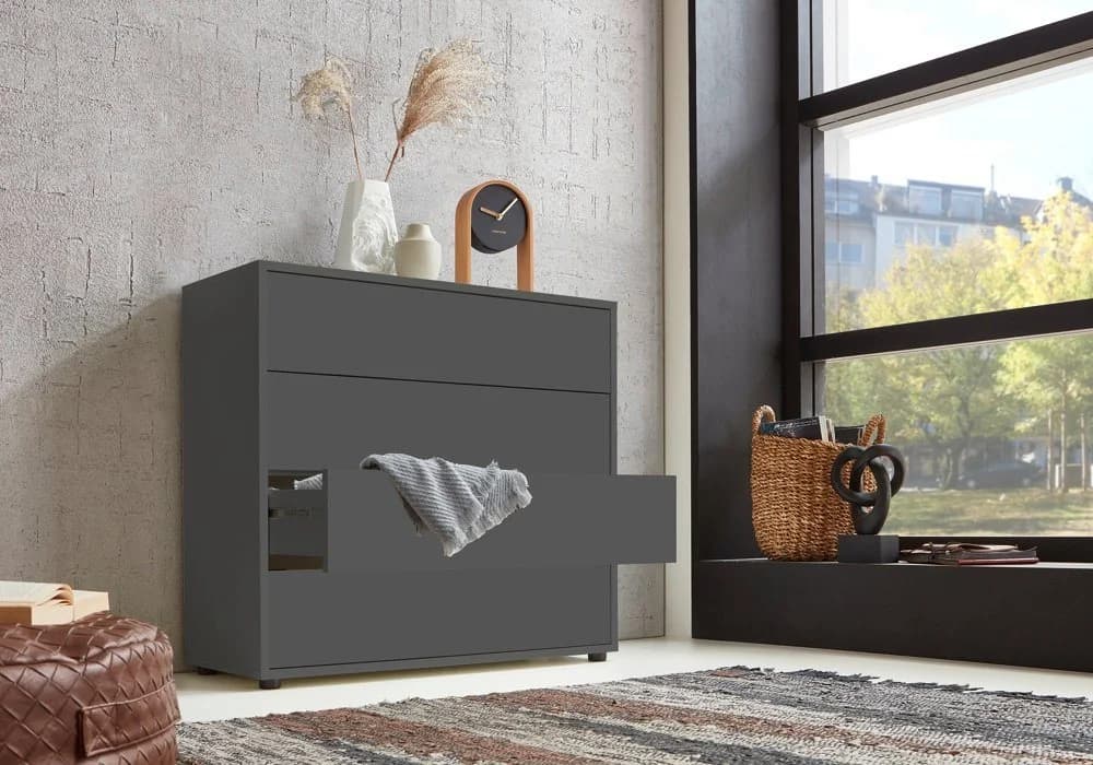 BMG Möbel Sideboard Mailand Set 1 Anthrazit Push-to-Open