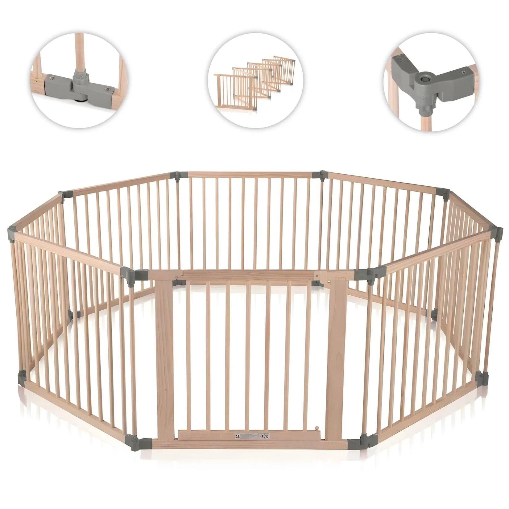 Baby Vivo Laufgitter aus Holz 8 Elemente Grau Individuell Verstellbar