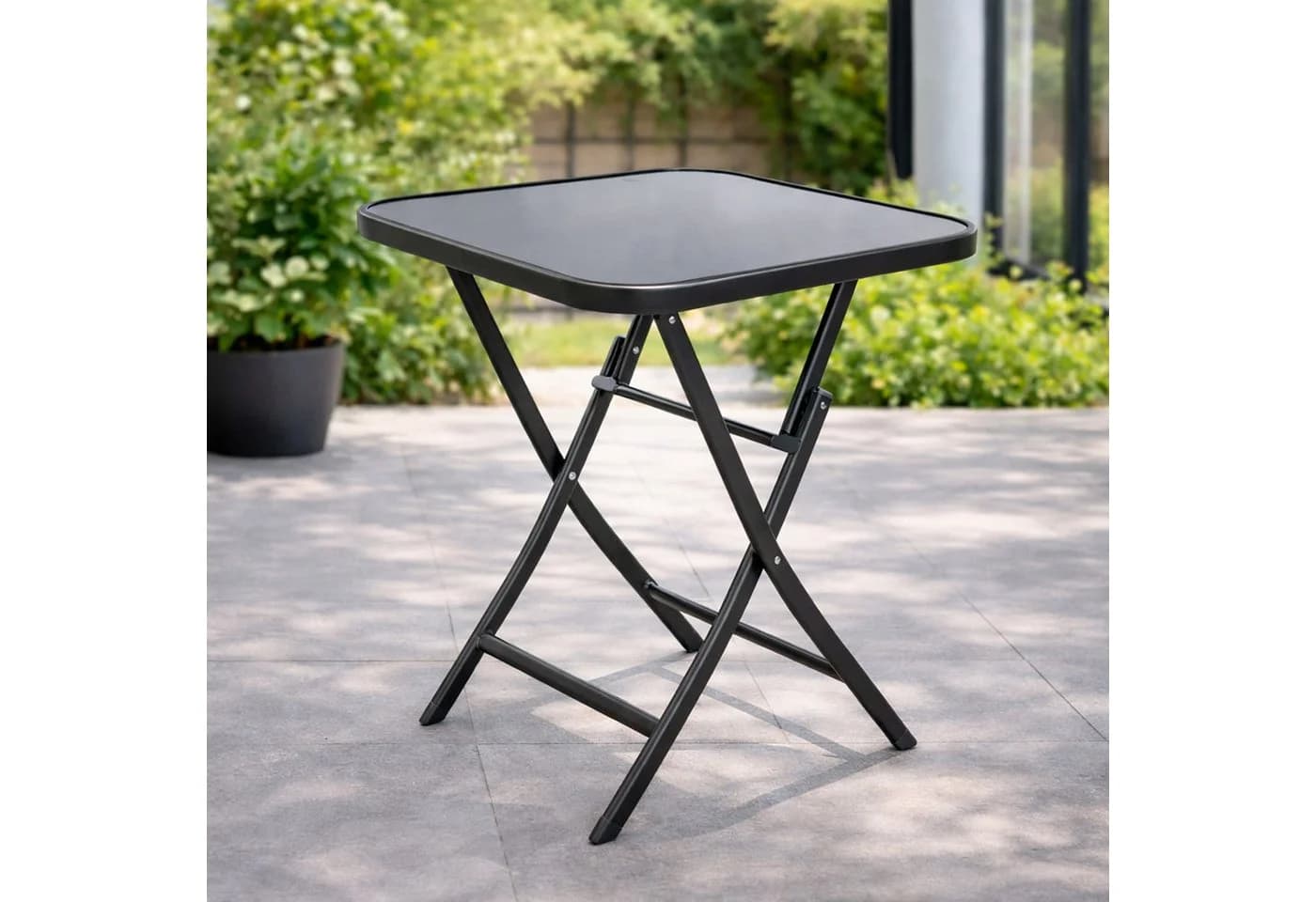Mojawo Bistrotisch Klapptisch Dunkelgrau Glas Metall Wetterfest
