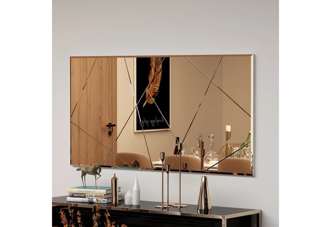 moebel17 Wandspiegel groß Gold 120x60 cm rechteckig modern