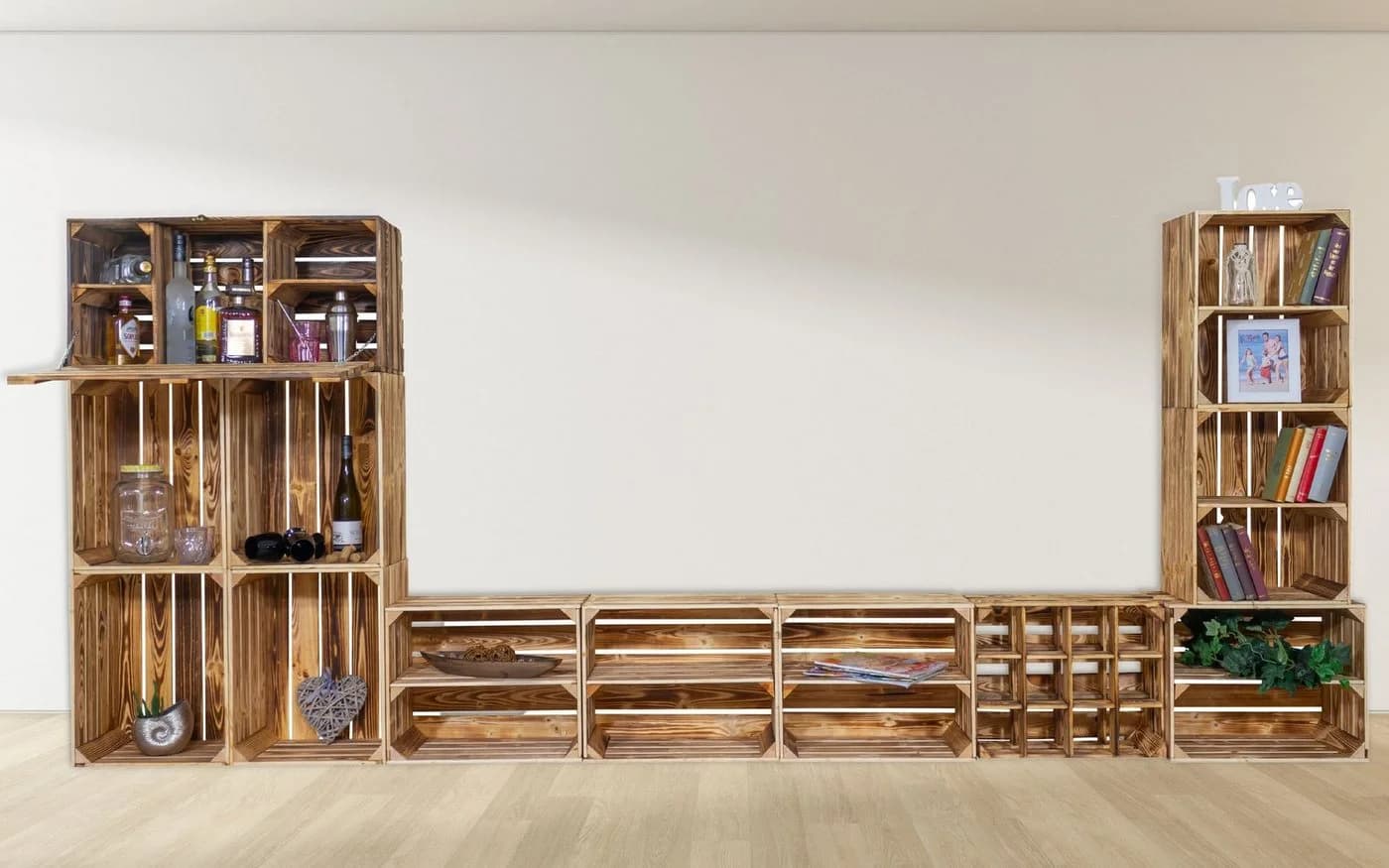 Kistenkolli Altes Land TV-Board Regal Set Sienna Braun Holz