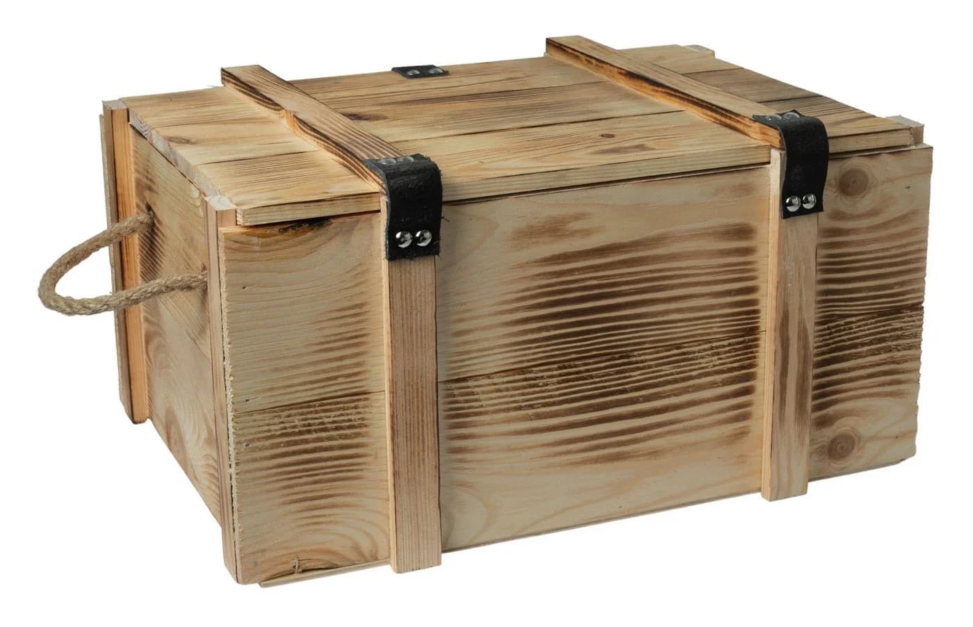 Kistenkolli Altes Land Weinkiste 6er geflammt mit Holzwolle