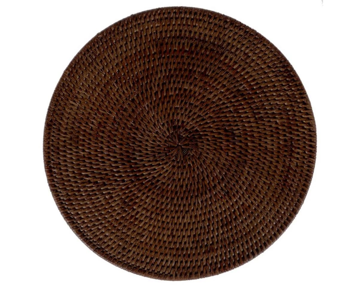 fiolini Tischset Rattan Rund Ø 33 cm Braun Handgefertigt