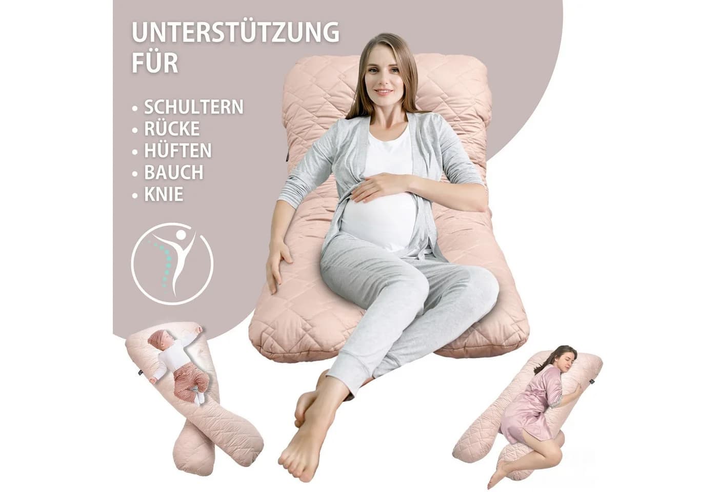 SEI Design Stillkissen Seitenschläferkissen Bodypillow Beige
