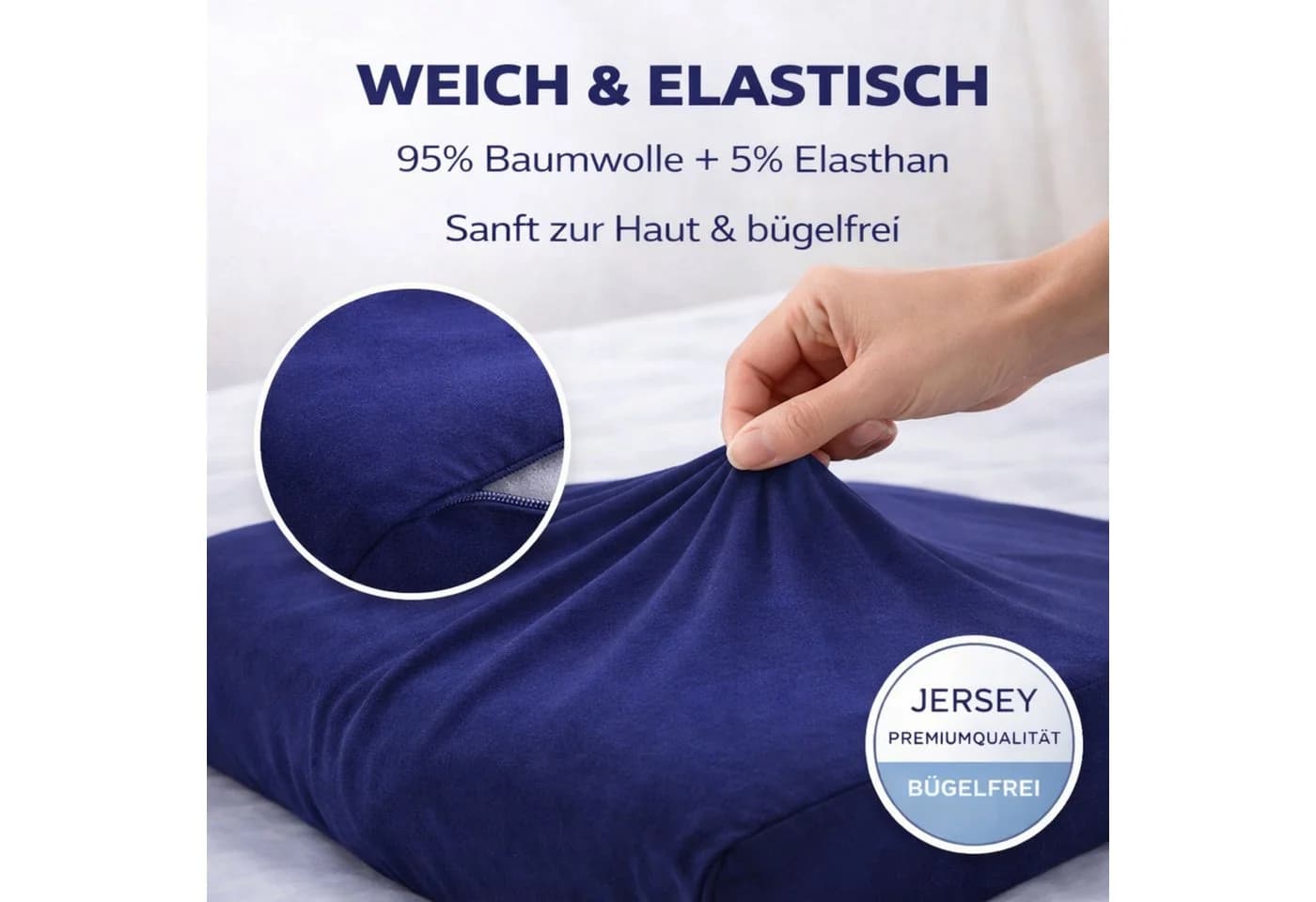 SEI Design Kissenbezug Stretch Bügelfrei Tiefblau 40x60 cm