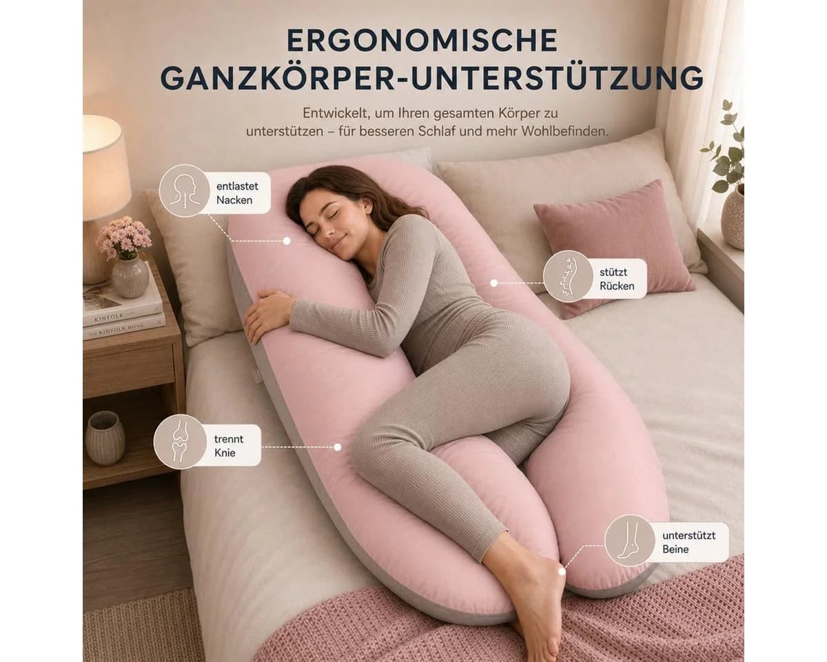 SEI Design Seitenschläferkissen XXL Mikrofaser Rosa/Beige