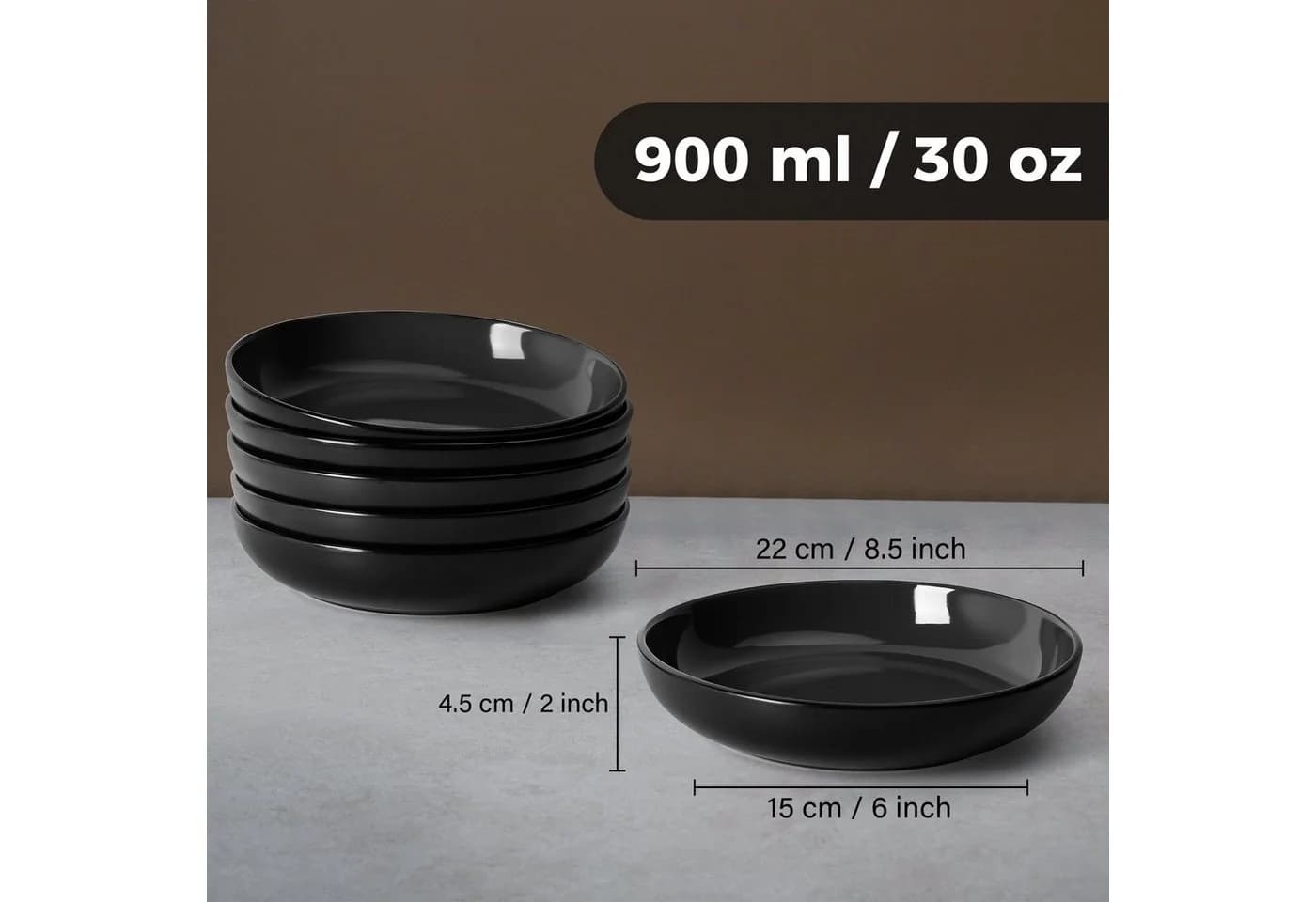 MiaMio Suppenteller 6er Set 900 ml Tiefe Teller