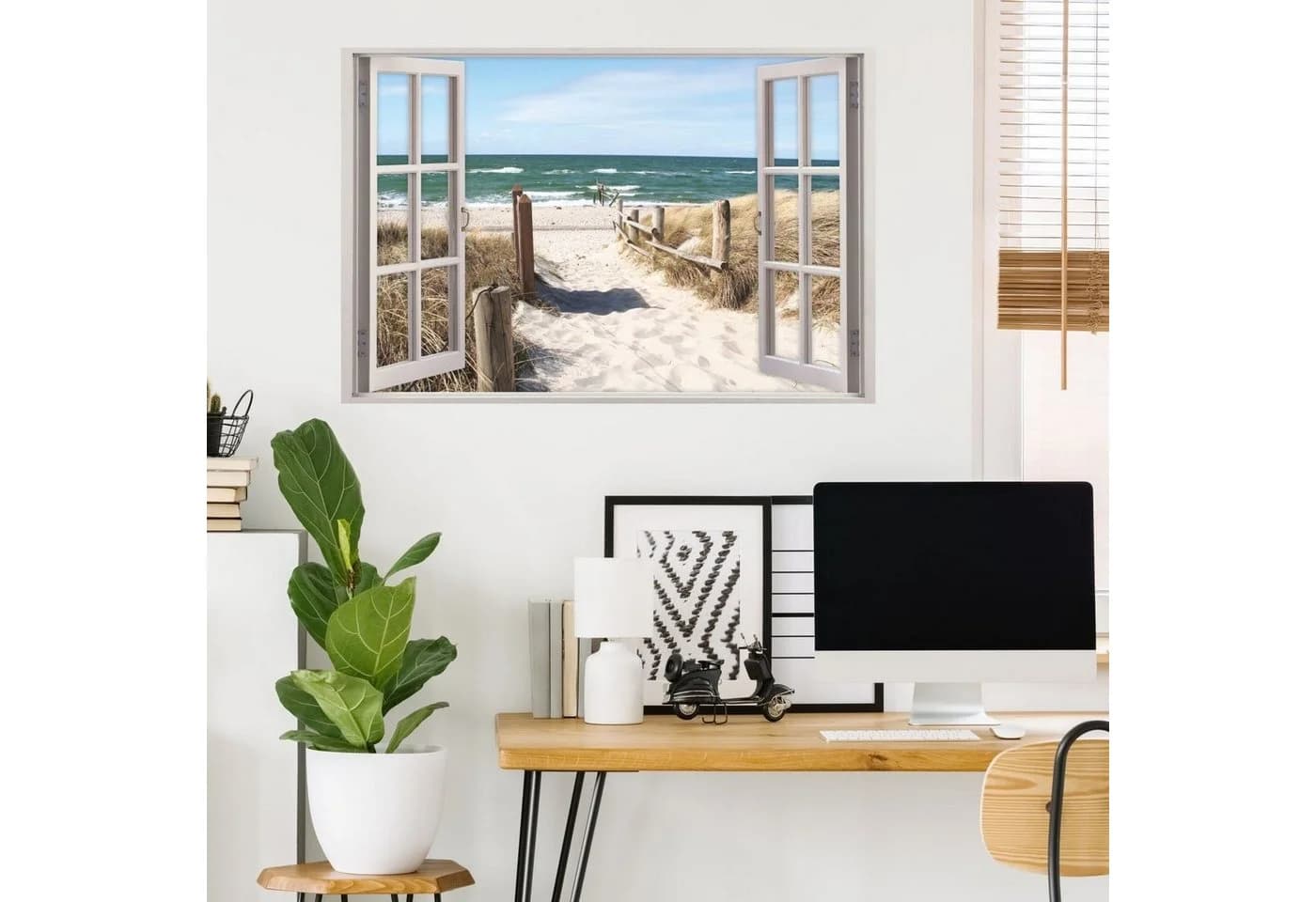 nikima Wandtattoo Fenster Weg zum Ostseestrand PVC-Folie