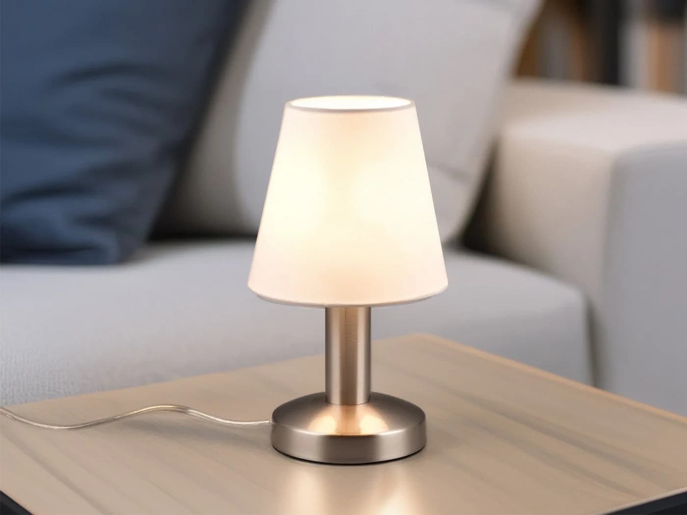 TRIO Leuchten LED Nachttischlampe Touch dimmbar Silber Weiß
