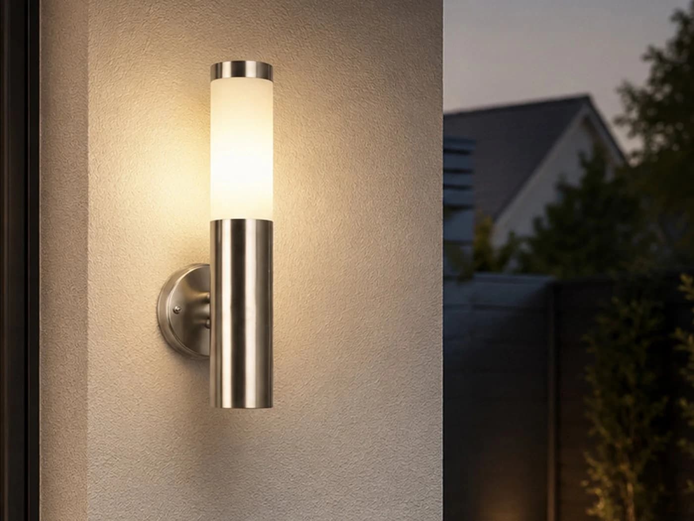 meineWunschleuchte Außen-Wandleuchte Edelstahl E27 Silber