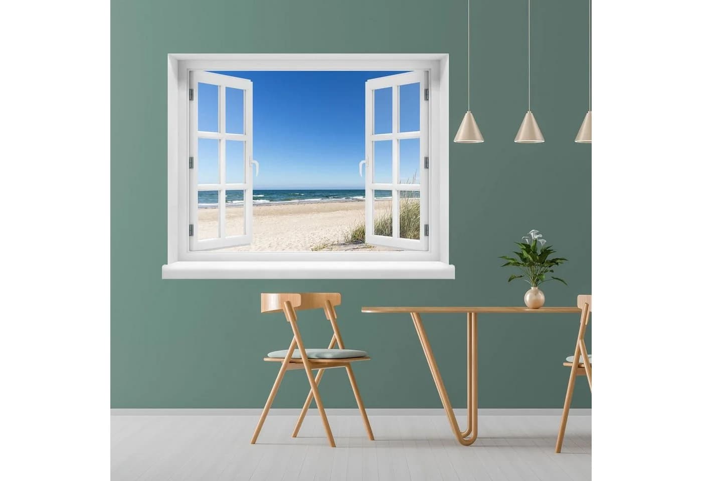 WallSpirit Wandsticker Fensterblick mit Aussicht Selbstklebend Bunt