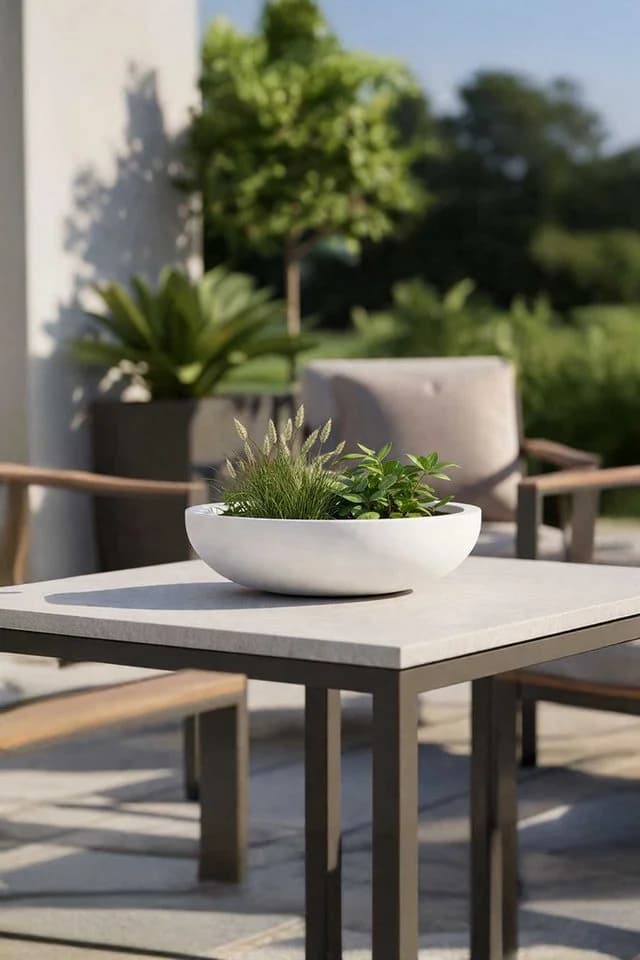 VIVANNO Pflanzschale Fiberglas PLANA Weiß Matt