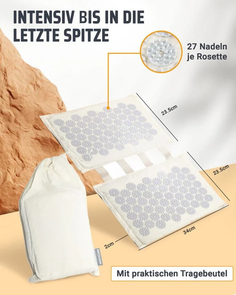 NEOLYMP Meditationskissen Akupunktur Fußmassage Matte Beige