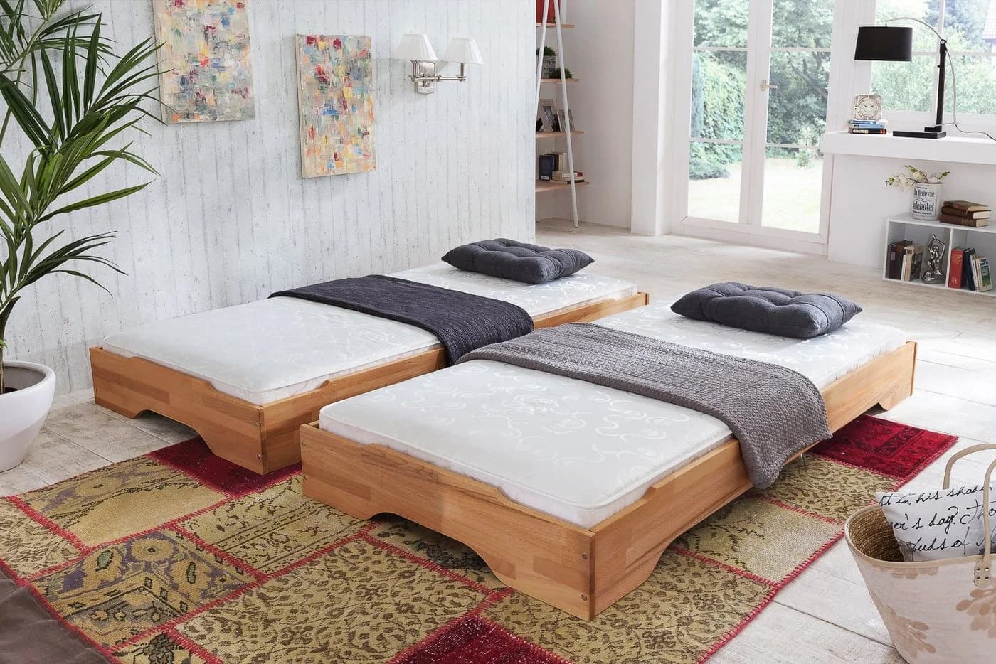 Empinio24 Stapelbett Juist 2er Set Massivholz Braun