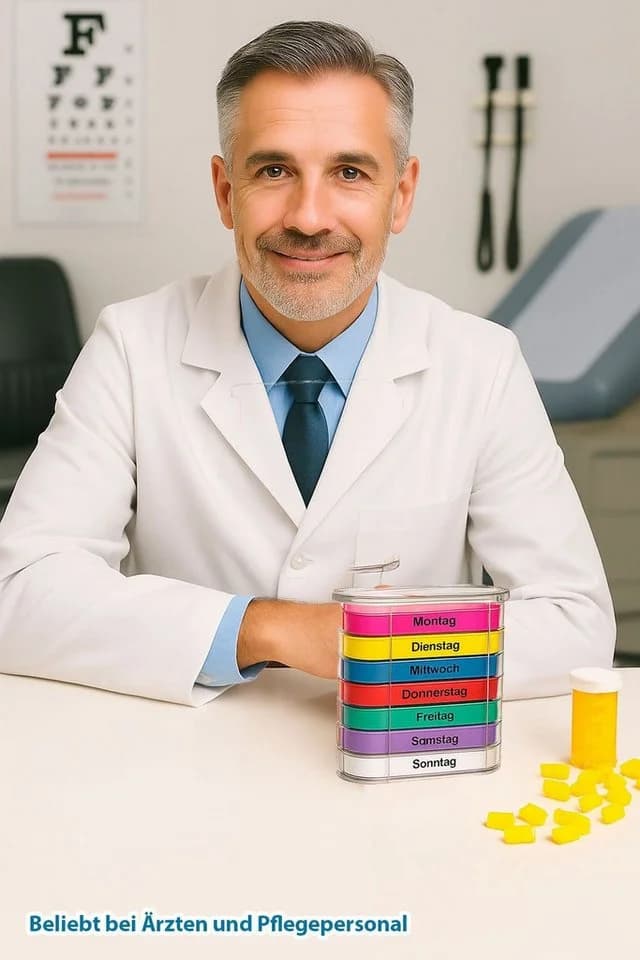 VABIONO Pillendose Pillenturm COLOR Mehrfarbige Einschübe BPA-frei