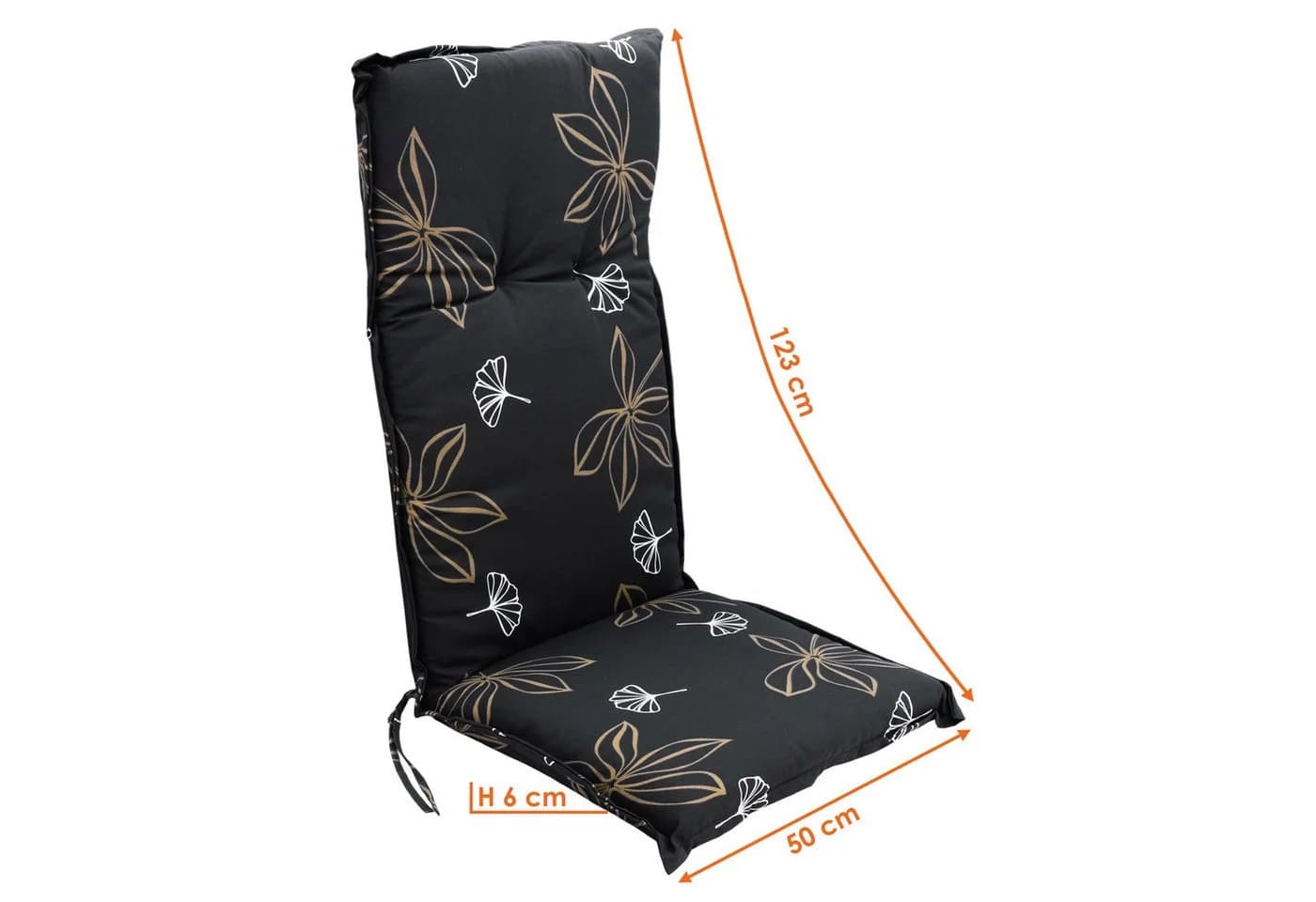 Spetebo Universal Hochlehnerauflage Schwarz Blumenmuster