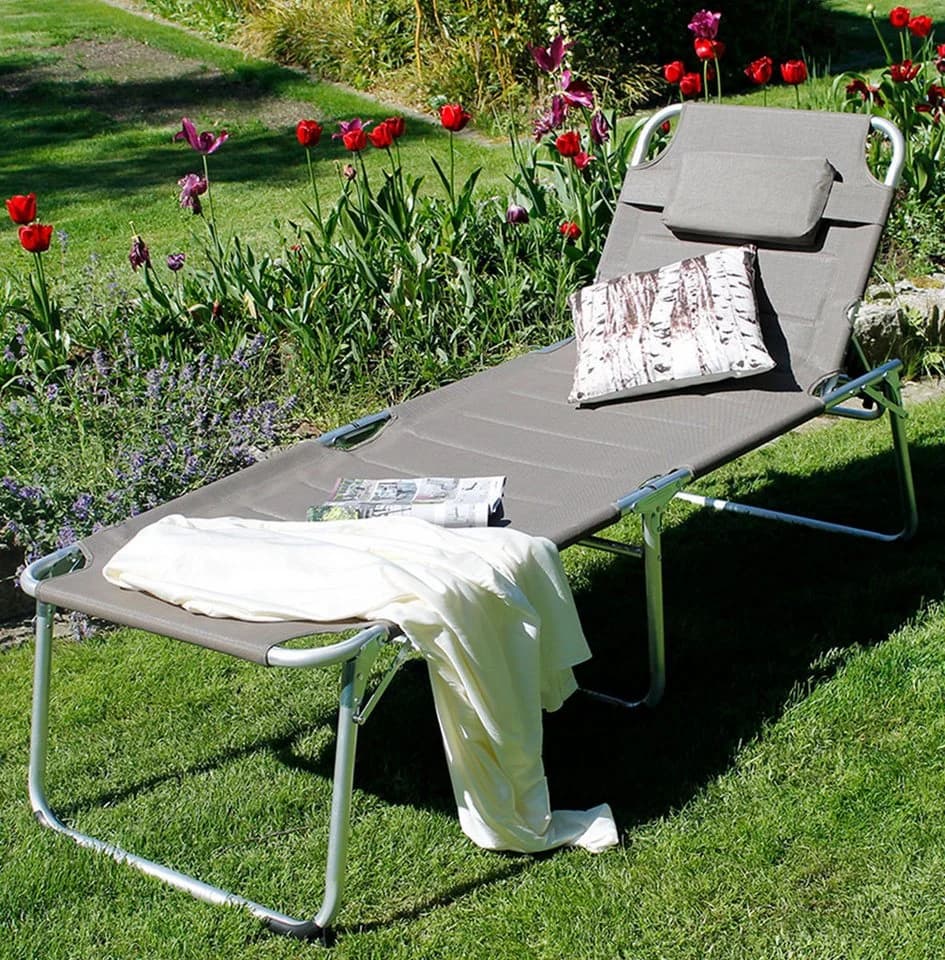 Spetebo Gartenliege XXL Aluminium Sonnenliege Grau