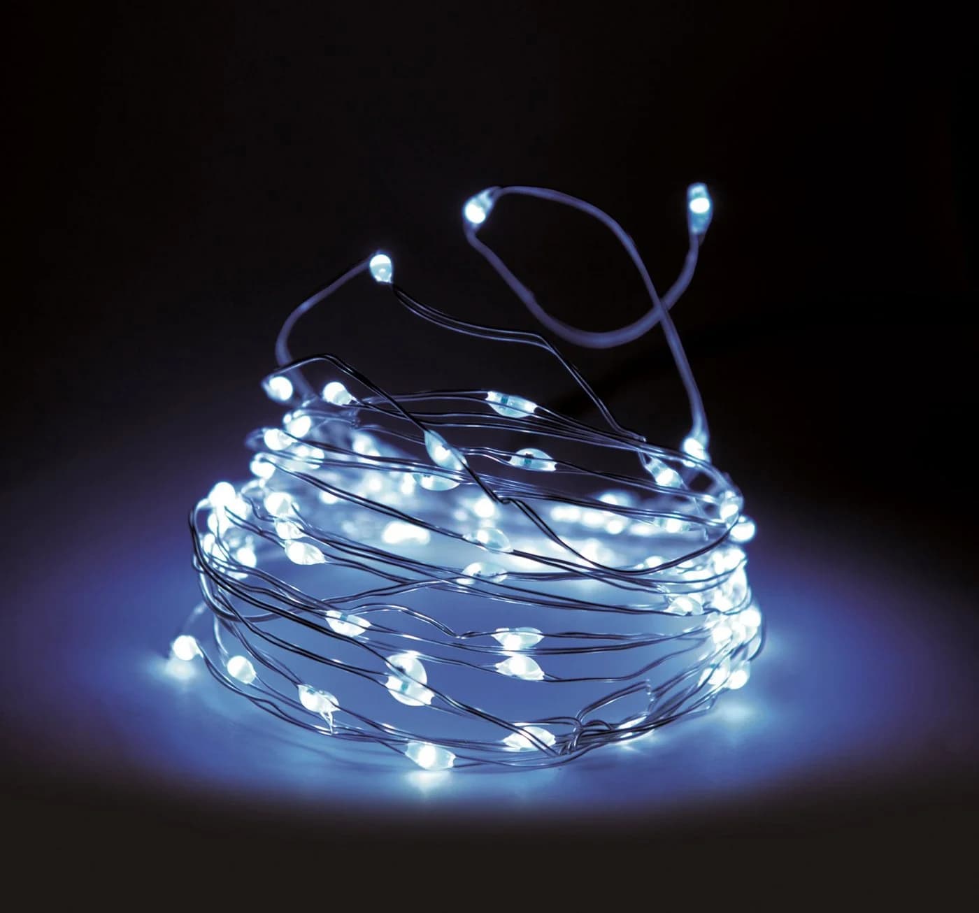 Spetebo LED Drahtlichterkette Silber Kaltweiß 160 LEDs