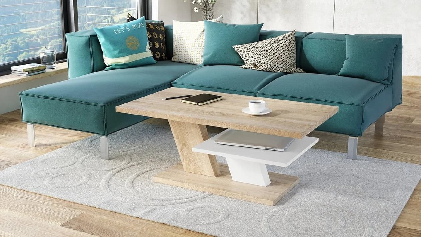 Mazzoni Couchtisch Cliff Sonoma Eiche Weiß Matt