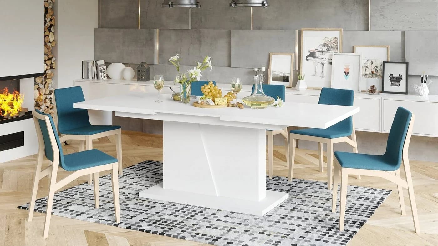 Mazzoni Esstisch Design Noble Noir Ausziehbar Weiß Matt
