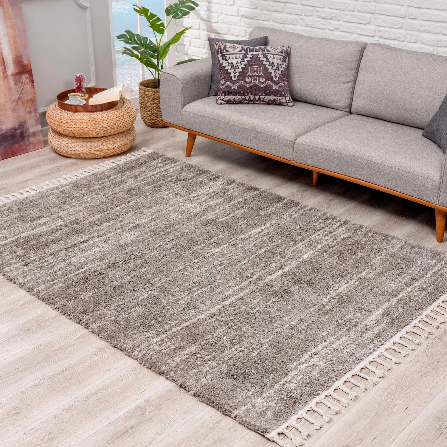 Carpet City Hochflor-Teppich Pulpy 524 Grau Retro Design
