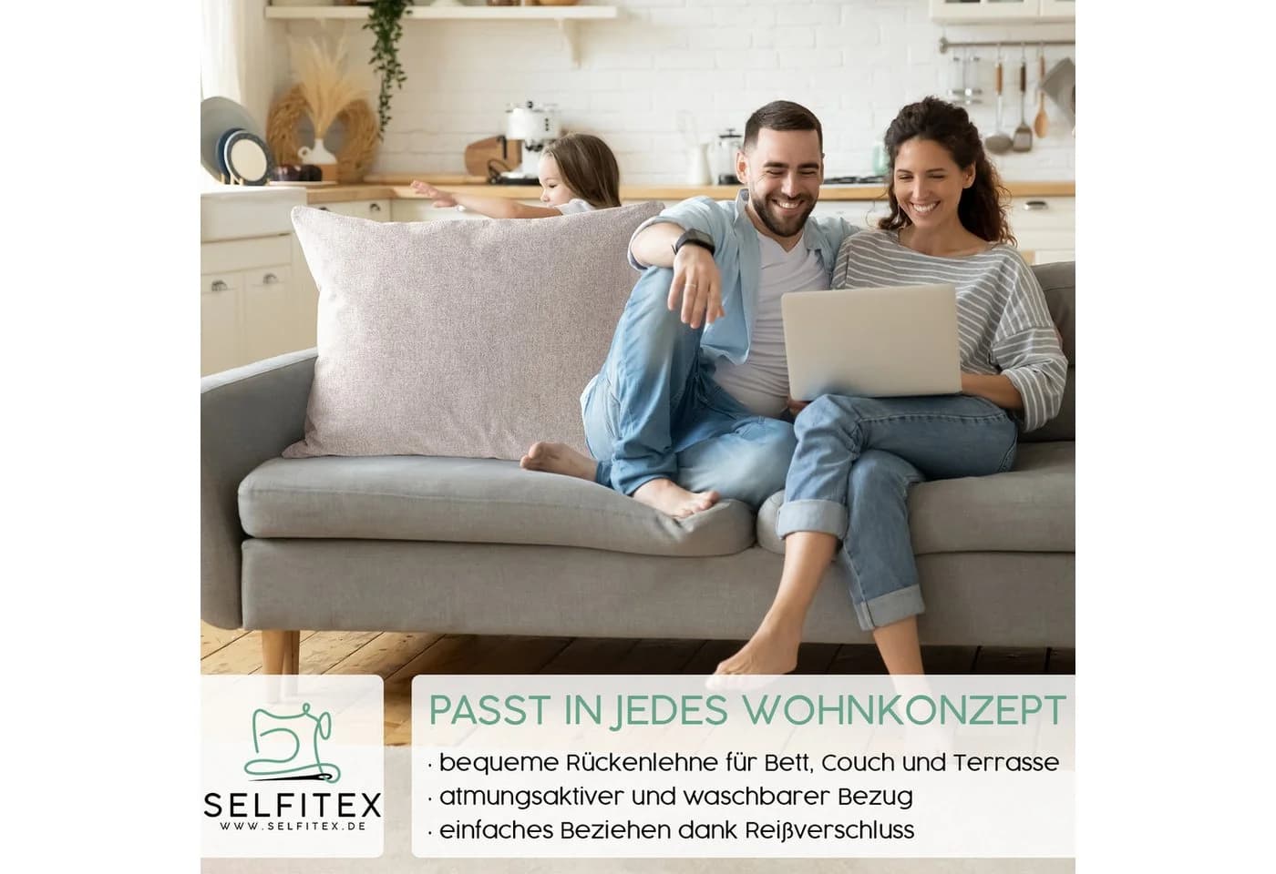 Selfitex Dekokissen Sand 60x80 cm mit Füllung