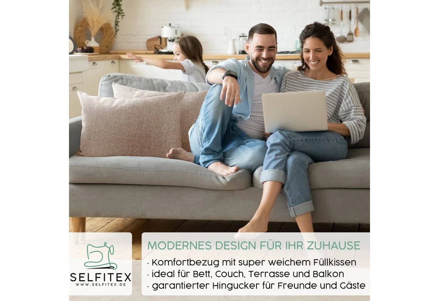 Selfitex Dekokissen 2er Set, 30x50/40x40/40x60/50x50 inkl. Füllkissen, Farben zur Auswahl, robuster Polsterstoffbezug mit weichen Füllkissen