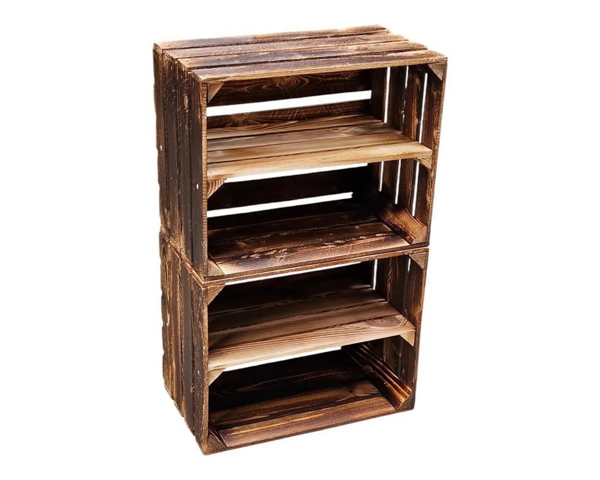 Teramico Holzkiste Vintage Geflammt Braun Mit Regalfach