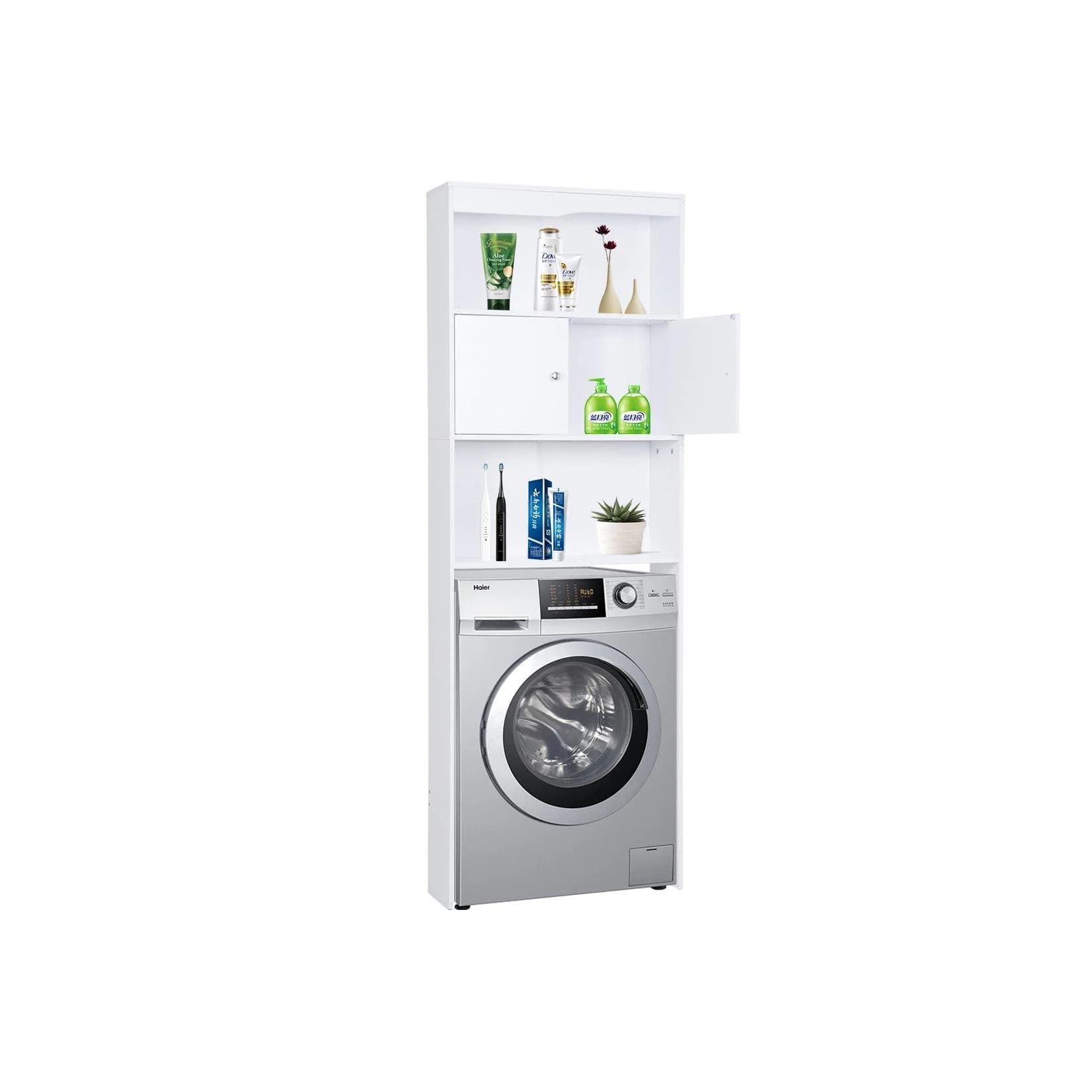 Happy Home Hochschrank Badschrank Waschmaschinenschrank Weiß