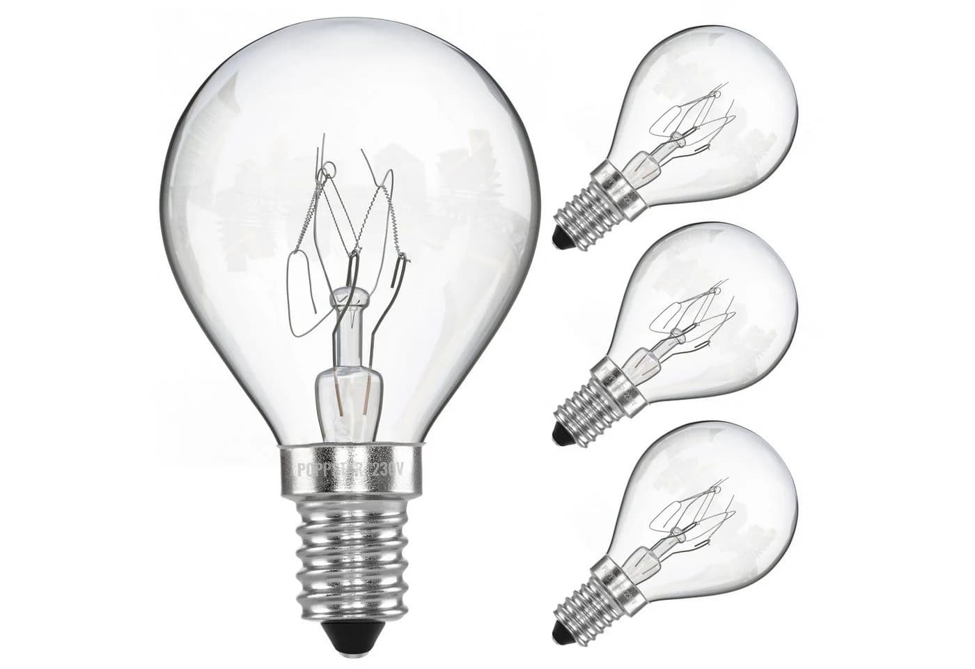 Poppstar Backofenlampe E14 40W 4er Pack Warmweiß