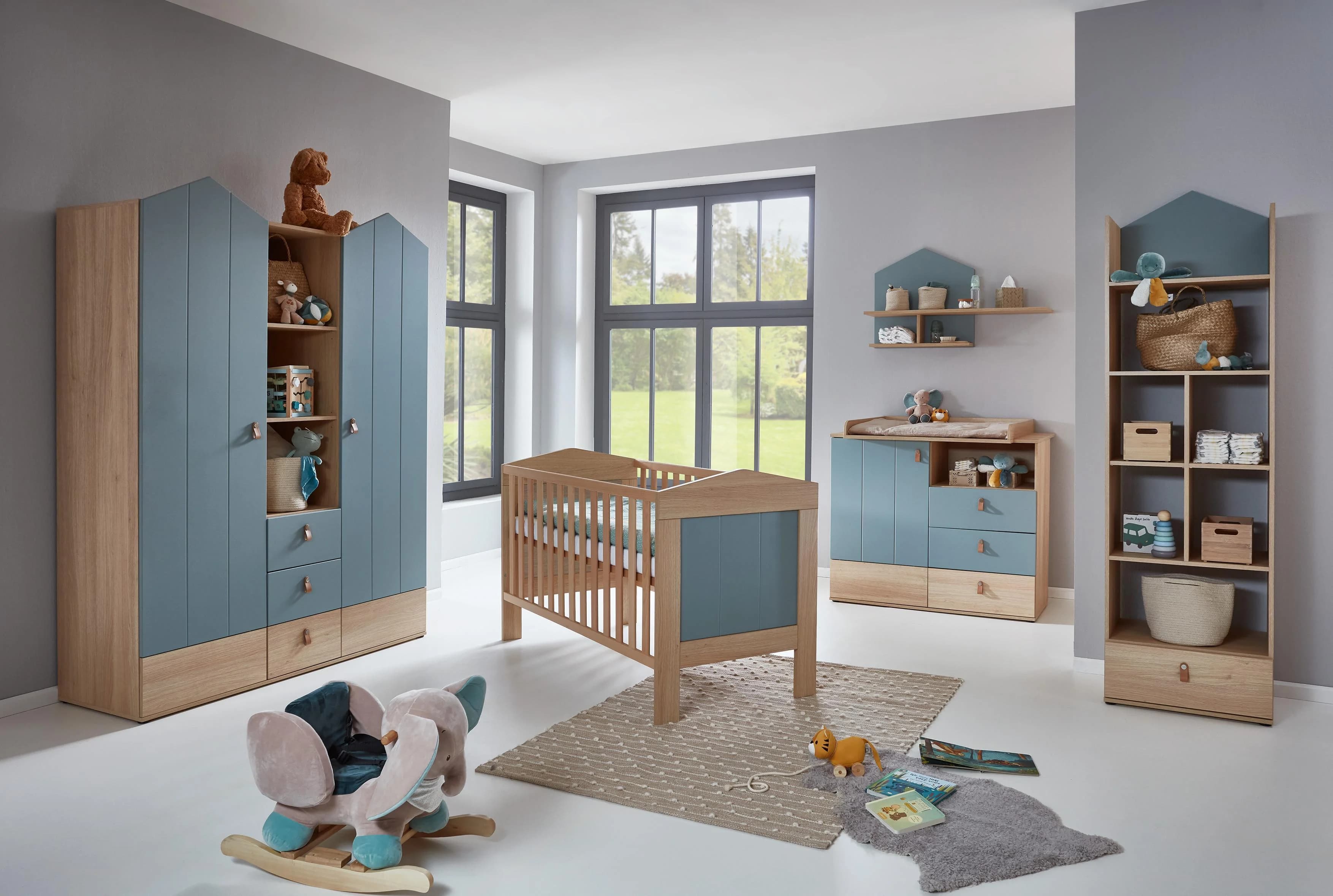 Arthur Berndt BABYZIMMER Mega-Set Roofy 6-tlg. 2-türig Eiche/Salbeigrün