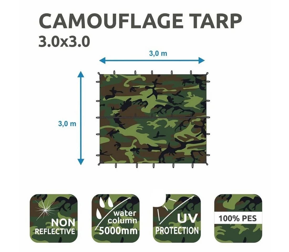 yourGEAR Bushcraft Tarp 3x3 Sonnensegel Camouflage UV50+