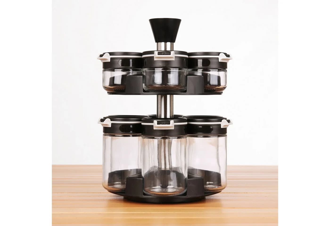 yourGEAR Gewürzkarussell Double-Flip 12-teilig Schwarz/Silber