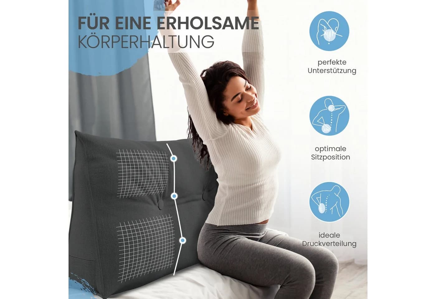 Bett- und Rückenstützkissen Anthrazit 70cm