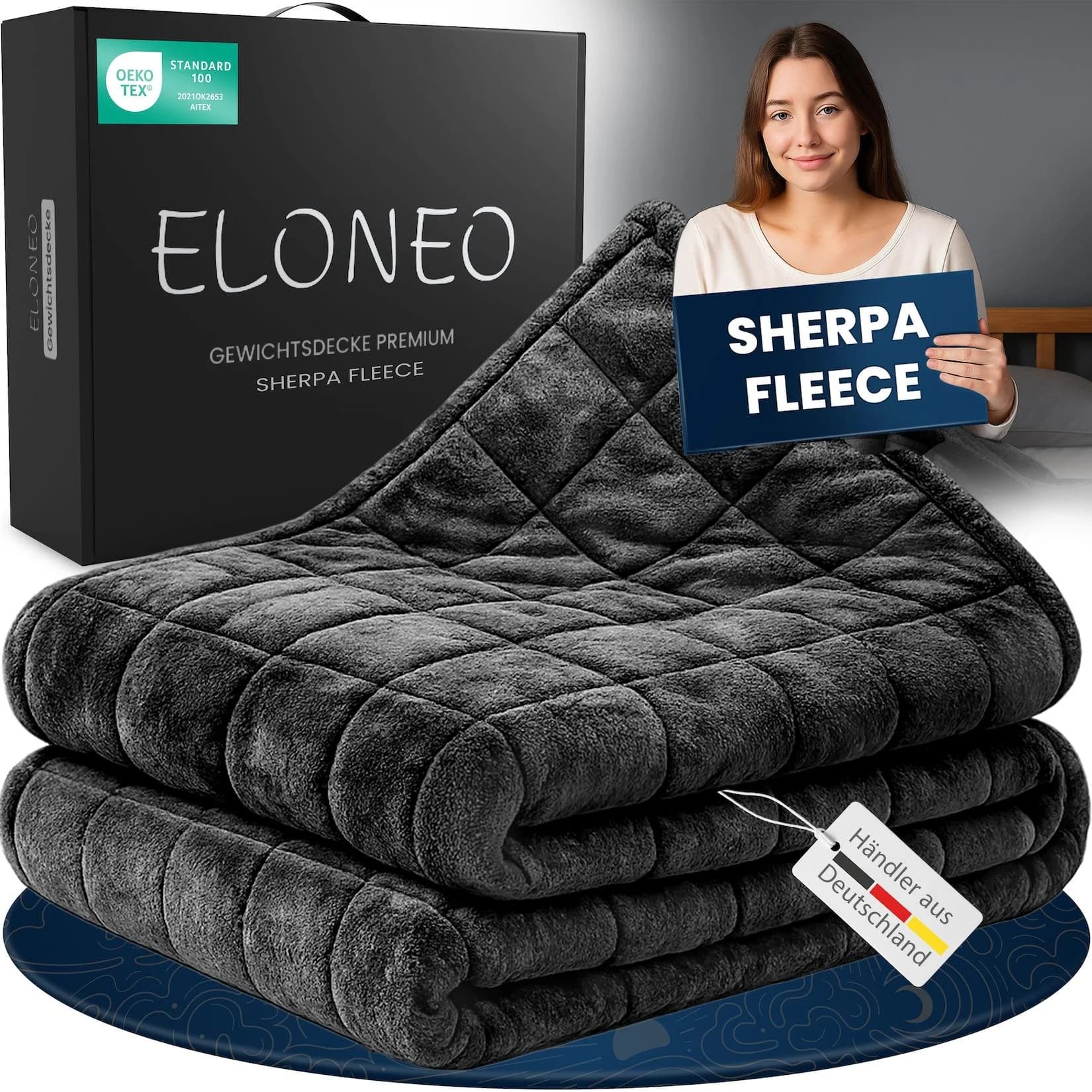 ELONEO Gewichtsdecke Fleece - Beruhigende Schlafhilfe