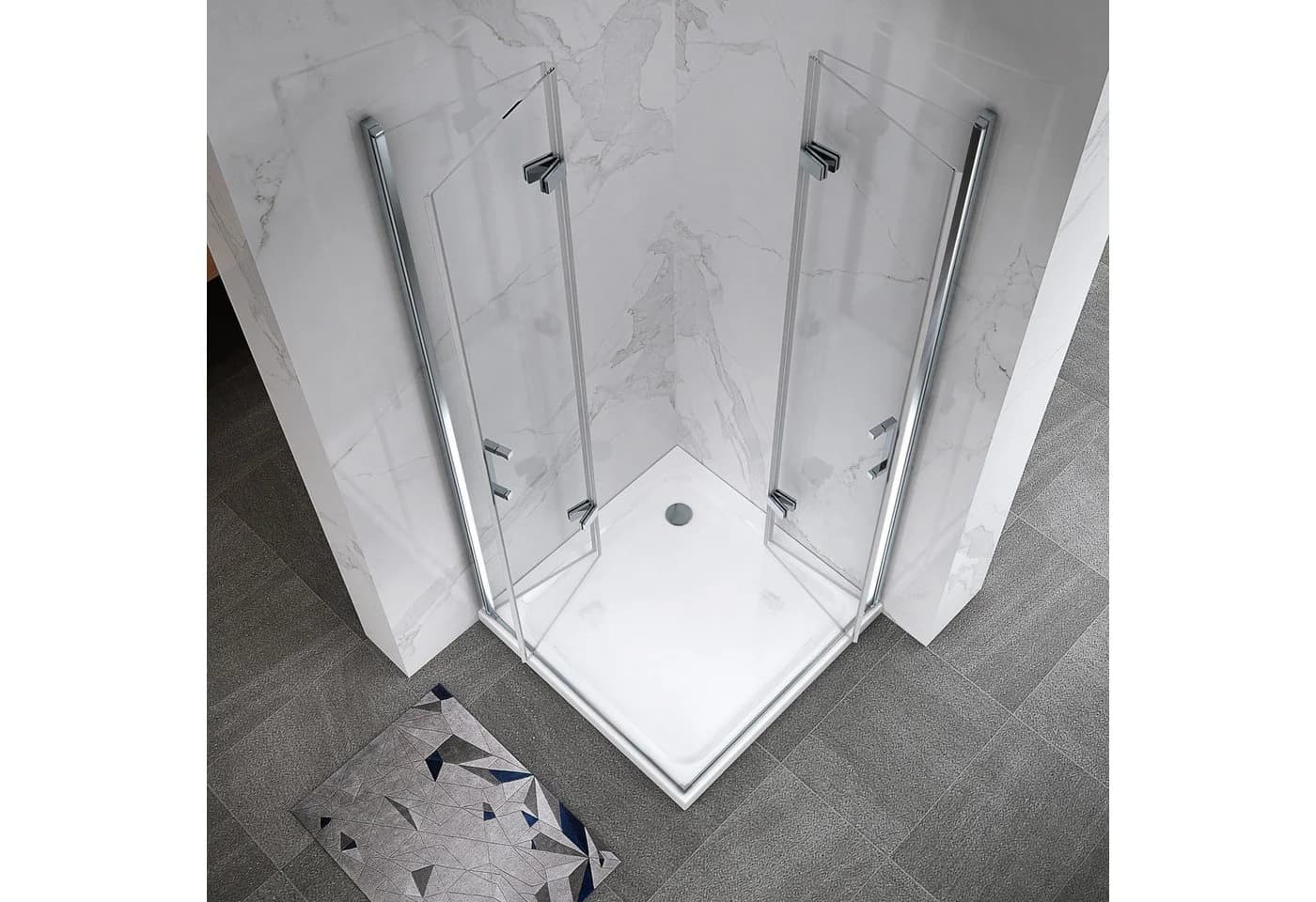 i-flair Eckdusche Falttür MATILDE 6mm ESG Glas Silber