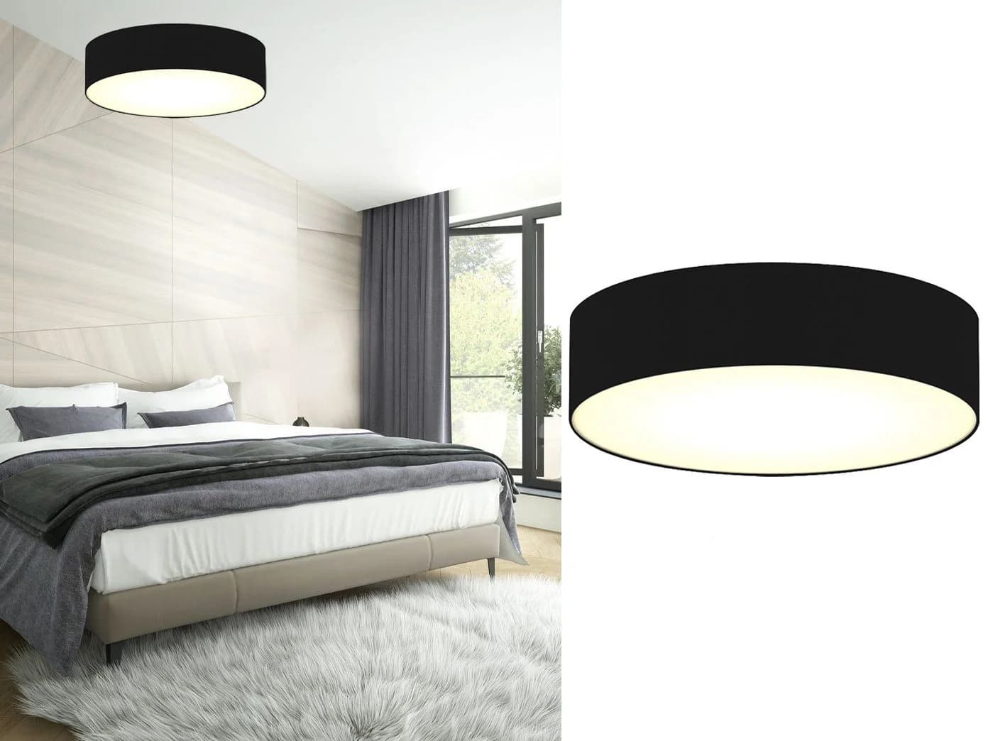 Smartwares LED Deckenleuchte Schwarz Dimmbar Stoffschirm 50cm