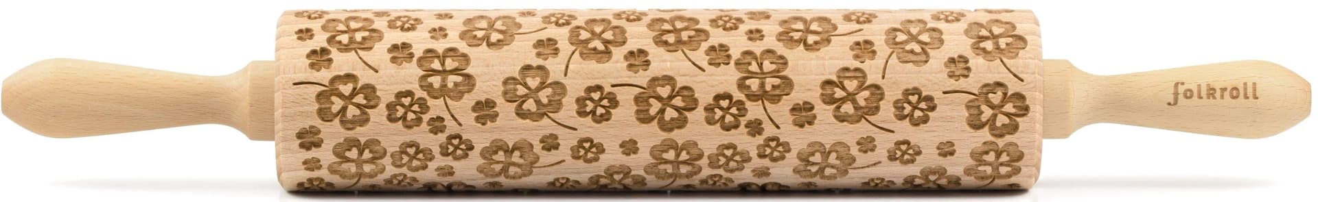 Folkroll 3D-Motiv-Teigrolle aus Massivholz Braun
