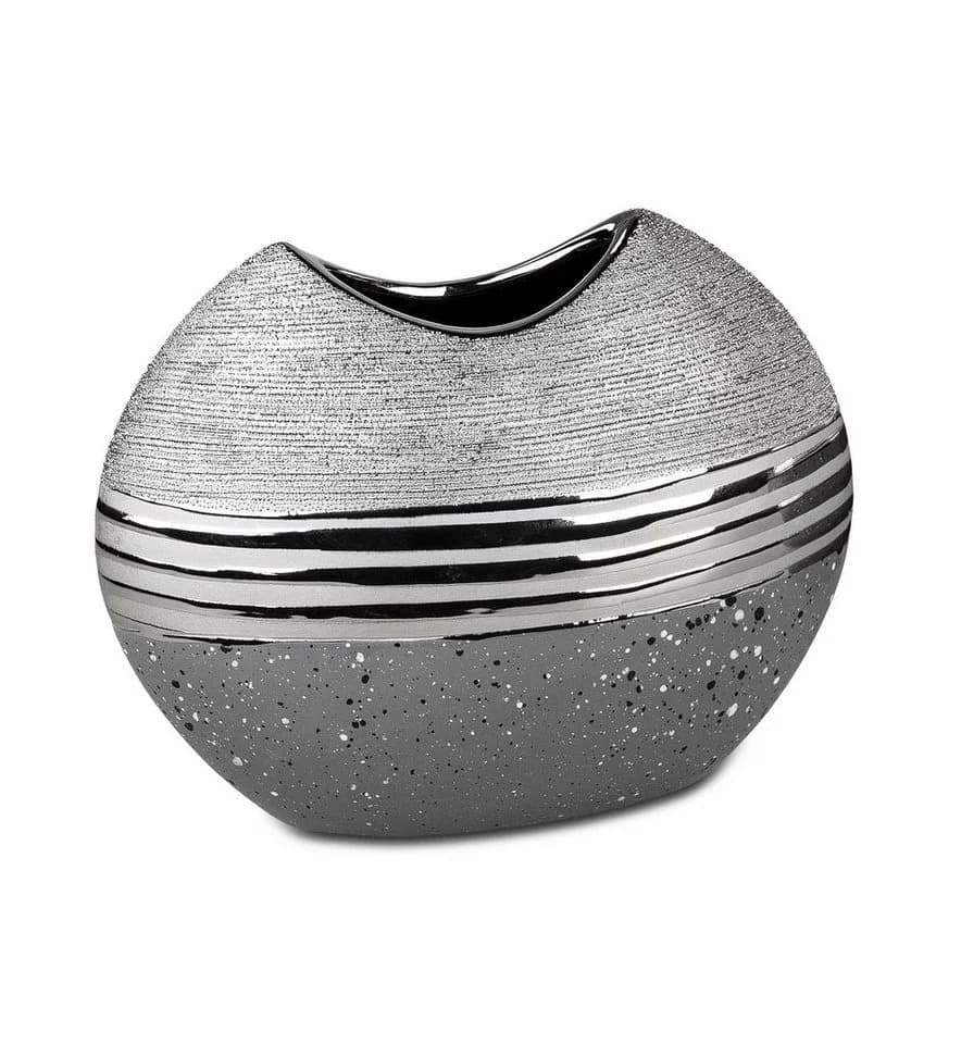 Formano Dekovase Tischvase Keramik Grau Silber