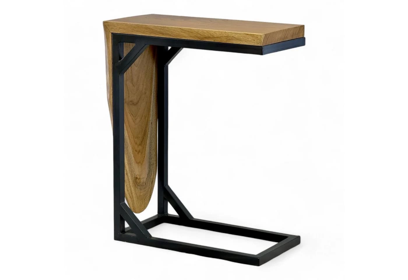 FaHome Multifunktionaler Couchtisch Teakholz Schwarz