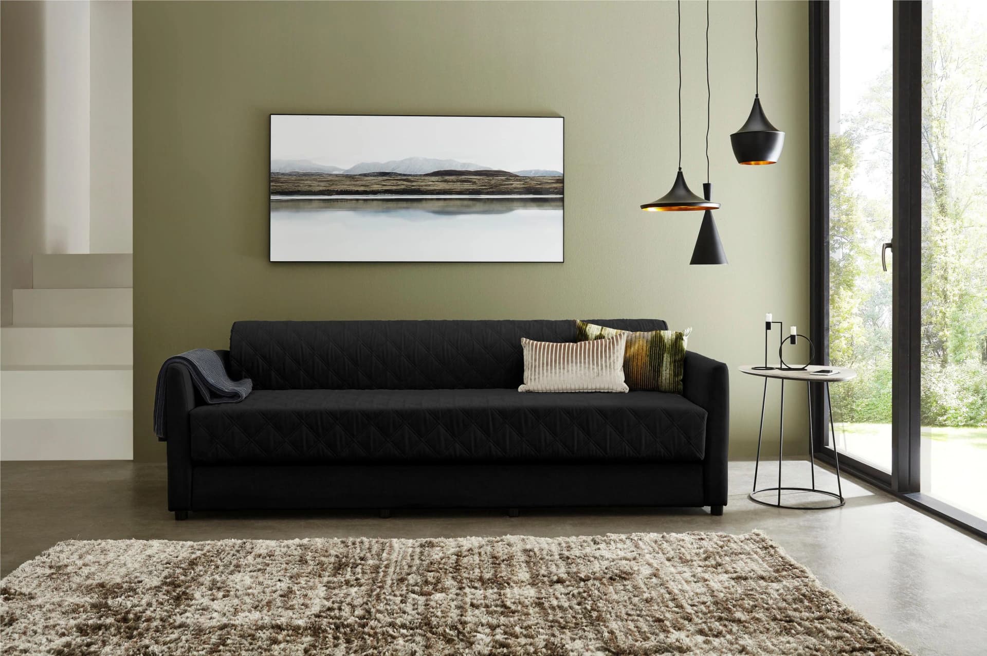 ATLANTIC HOME COLLECTION Schlafsofa Ken Schwarz mit Bettfunktion