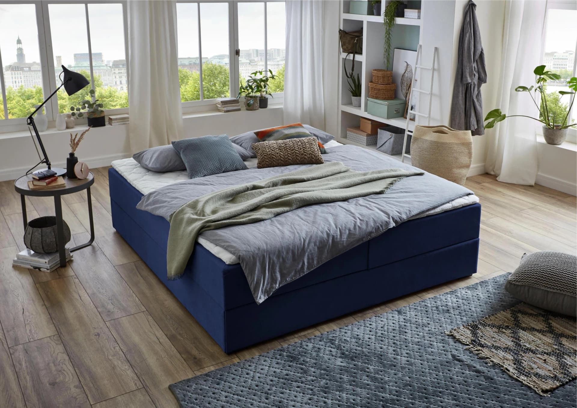 ATLANTIC HOME COLLECTION Boxbett Lucy Navyblau mit Bettkasten