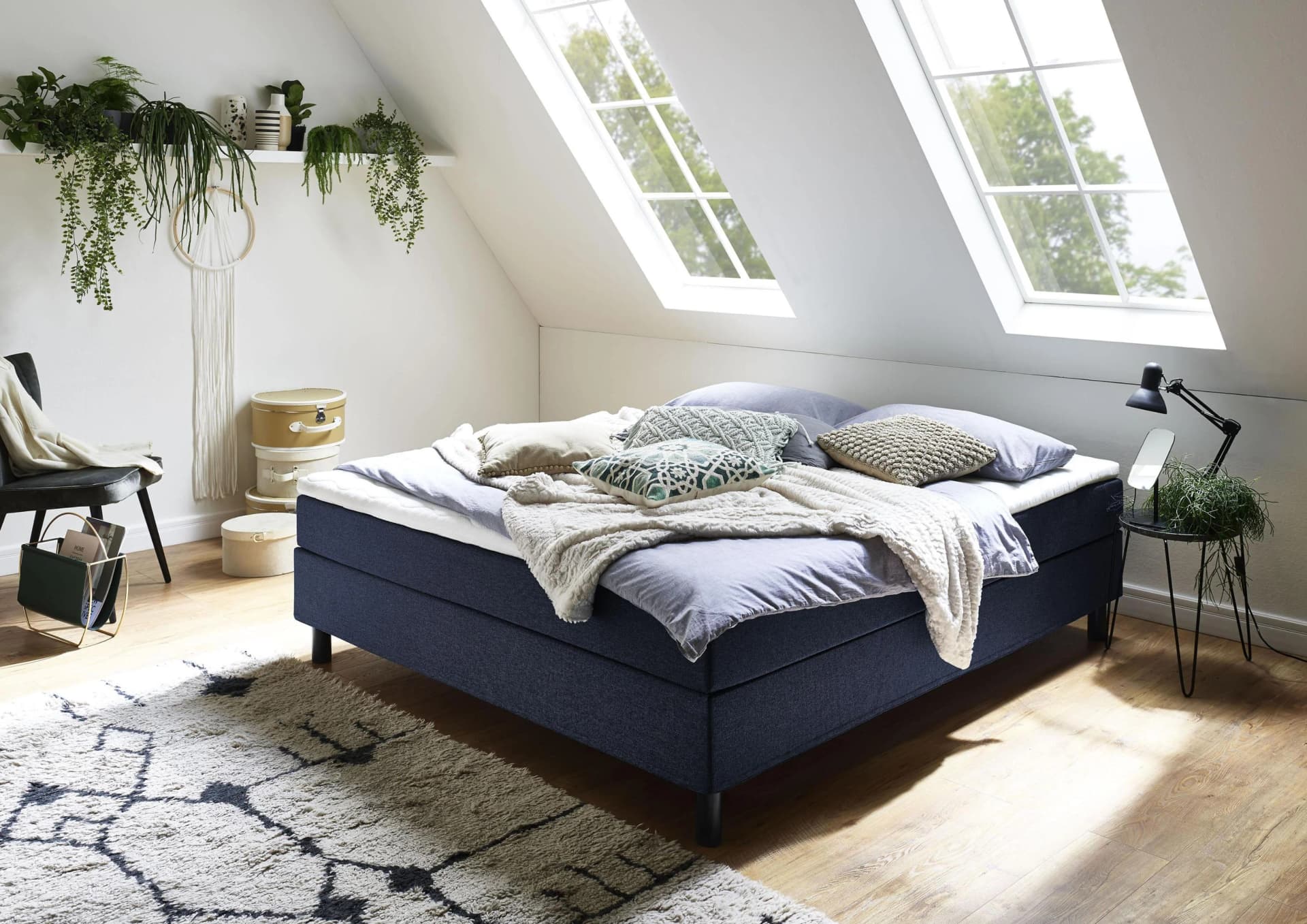 ATLANTIC HOME Boxbett Happy Blau 160x200 cm mit Matratze und Bettwäsche