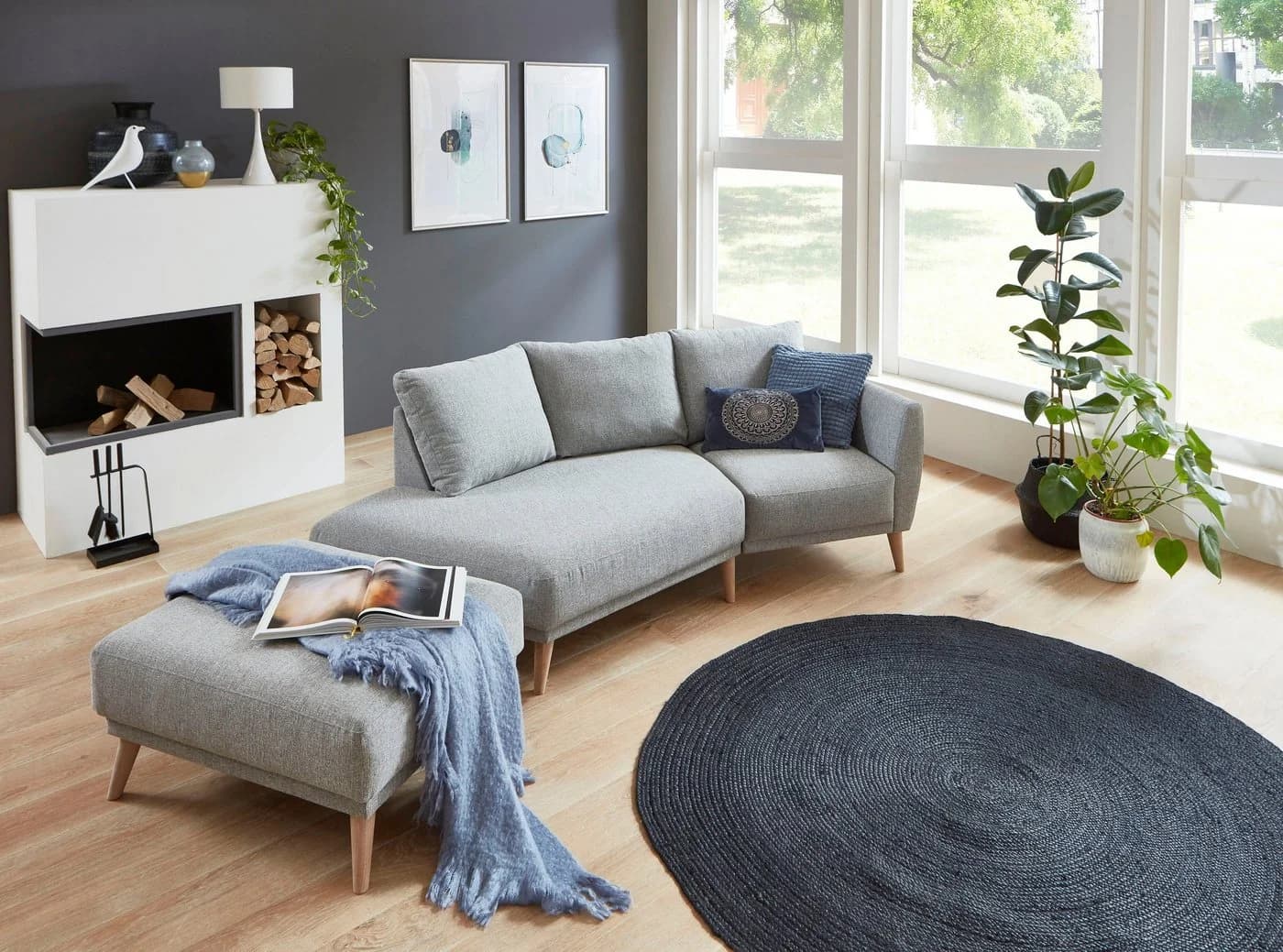 ATLANTIC HOME COLLECTION Sofa Elvis 2,5-Sitzer Grau Skandinavisch