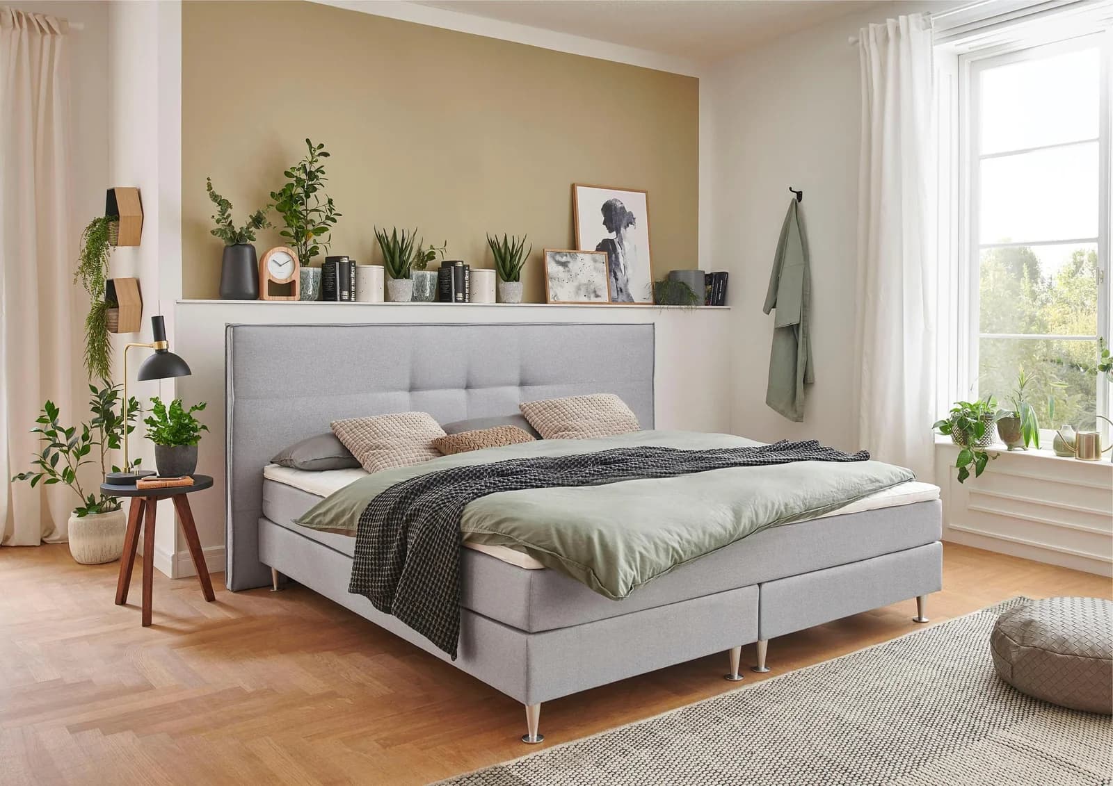 Boxbett Barnett Hellgrau mit Matratze und Topper