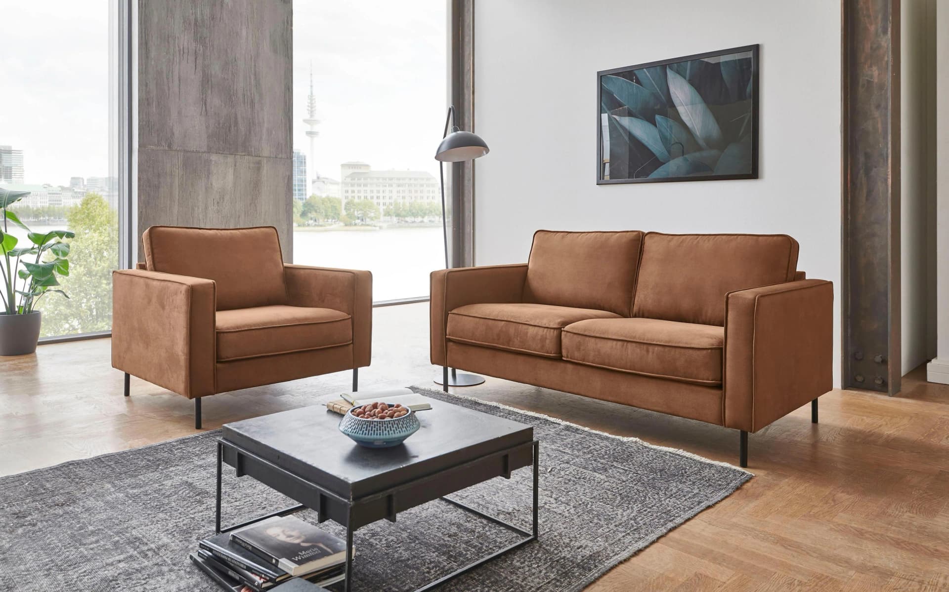 ATLANTIC HOME COLLECTION 2-Sitzer Sofa Weston Braun Skandinavisch