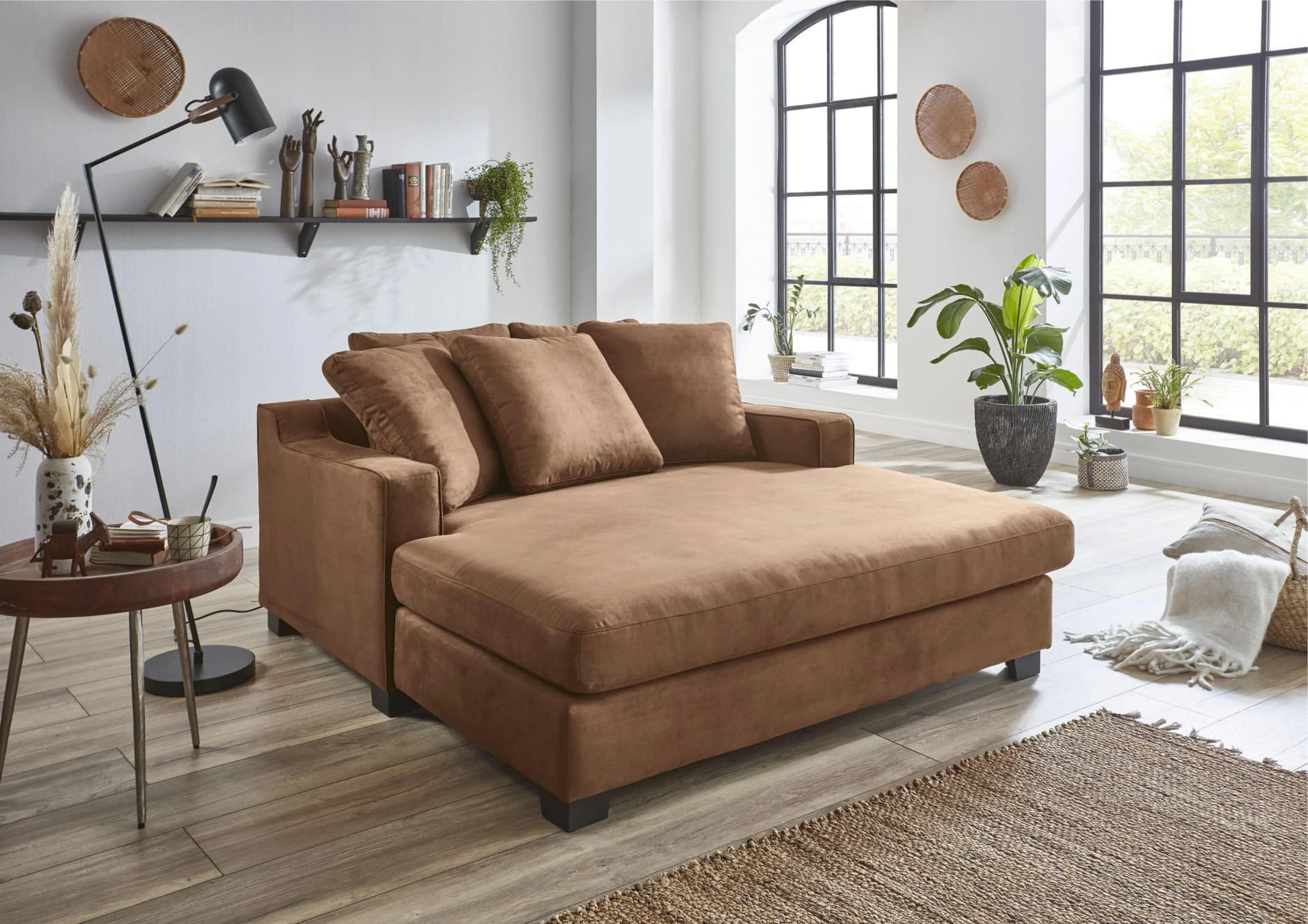 XXL-Sessel Nobel Braun 5 Kissen Luxus-Microfaser ATLANTIC HOME COLLECTION